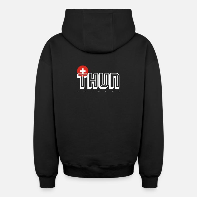Thoune - Sweat à capuche unisexe zippé oversize épais SPREAD - noir