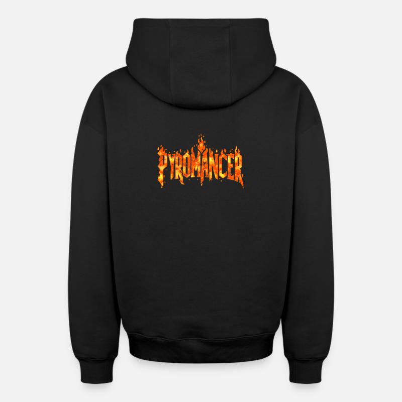 Pyromancien - Sweat à capuche unisexe zippé oversize épais SPREAD - noir