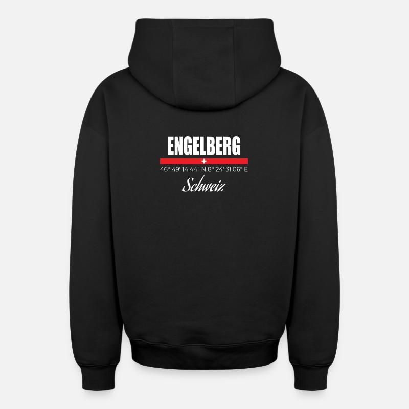 Engelberg - Sweat à capuche unisexe zippé oversize épais SPREAD - noir