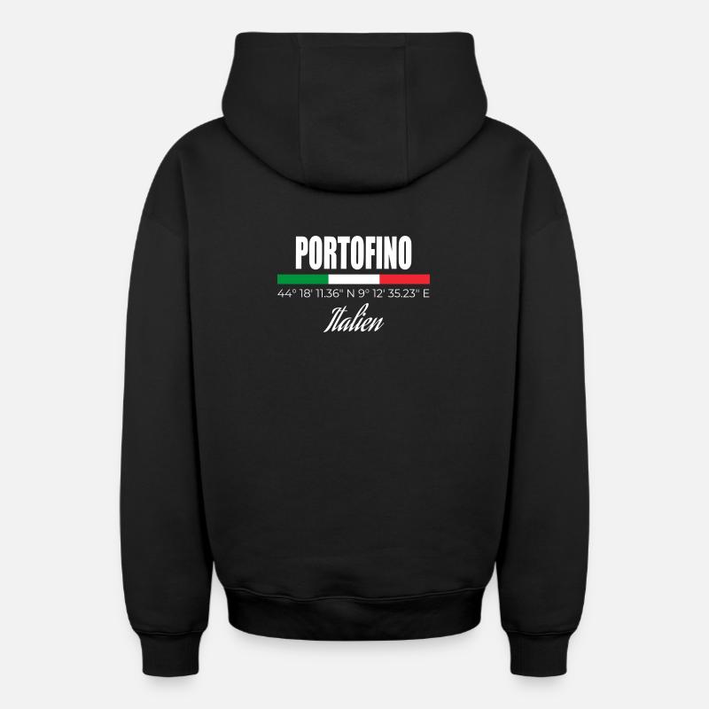 Portofino - Sweat à capuche unisexe zippé oversize épais SPREAD - noir