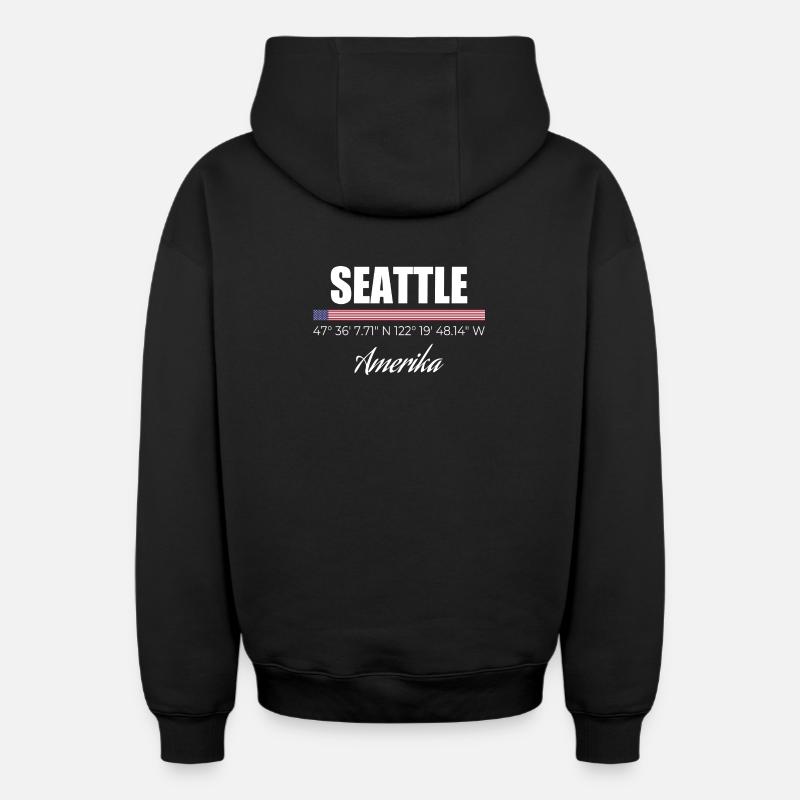 Seattle - Sweat à capuche unisexe zippé oversize épais SPREAD - noir