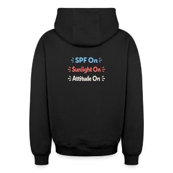 Spf Culture Identity Skin Care Humor - Oversized Heavyweight Unisex Zip Hoodie - black - Back - AI Model Male 185 dark (185cm)