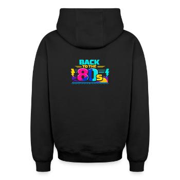 Back to the 80s Neon - Oversized Heavyweight Unisex Zip Hoodie - black - Back - AI Model Male 185 dark (185cm)