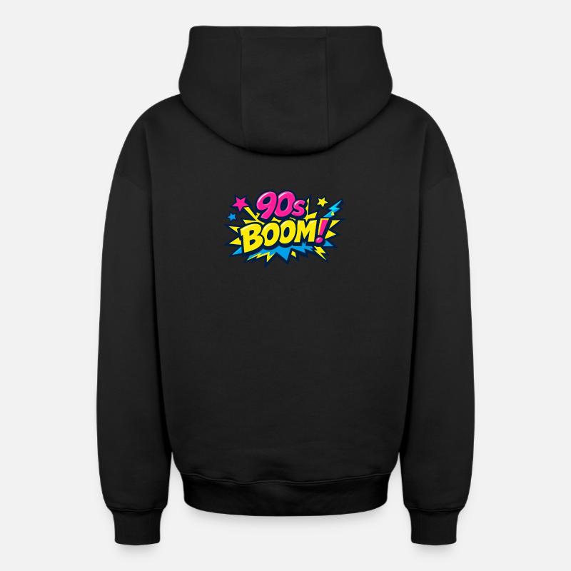 90s Boom Comic Explosion - Oversized Heavyweight Unisex Zip Hoodie - black