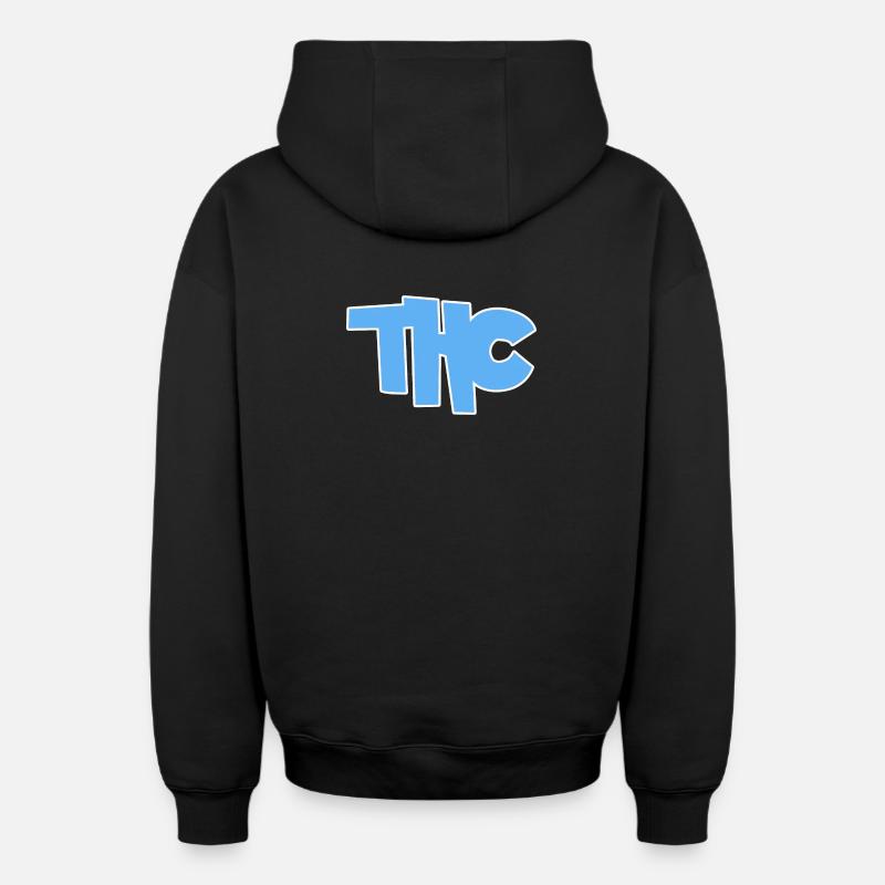 THC - Sweat à capuche unisexe zippé oversize épais SPREAD - noir