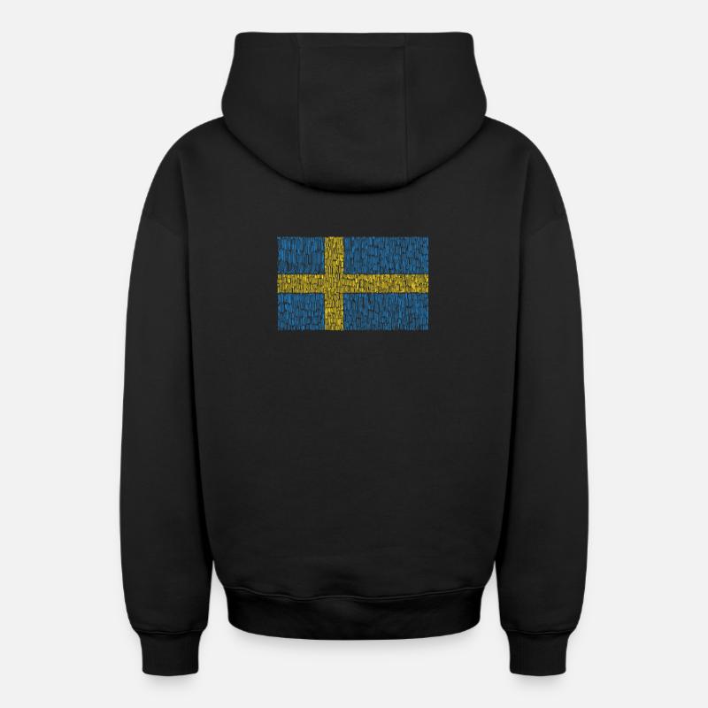 Drapeau de la Suède - Sweat à capuche unisexe zippé oversize épais SPREAD - noir