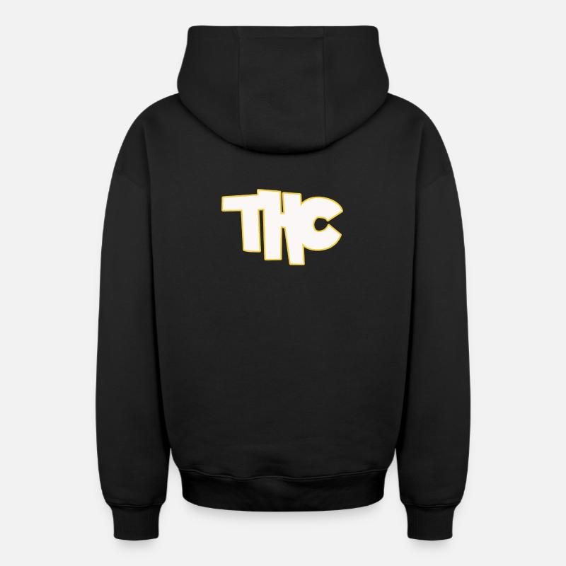 THC - Sweat à capuche unisexe zippé oversize épais SPREAD - noir