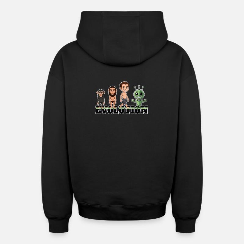 Évolution Alien - Sweat à capuche unisexe zippé oversize épais SPREAD - noir