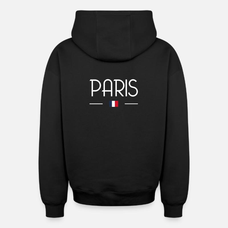 Paris - Sweat à capuche unisexe zippé oversize épais SPREAD - noir