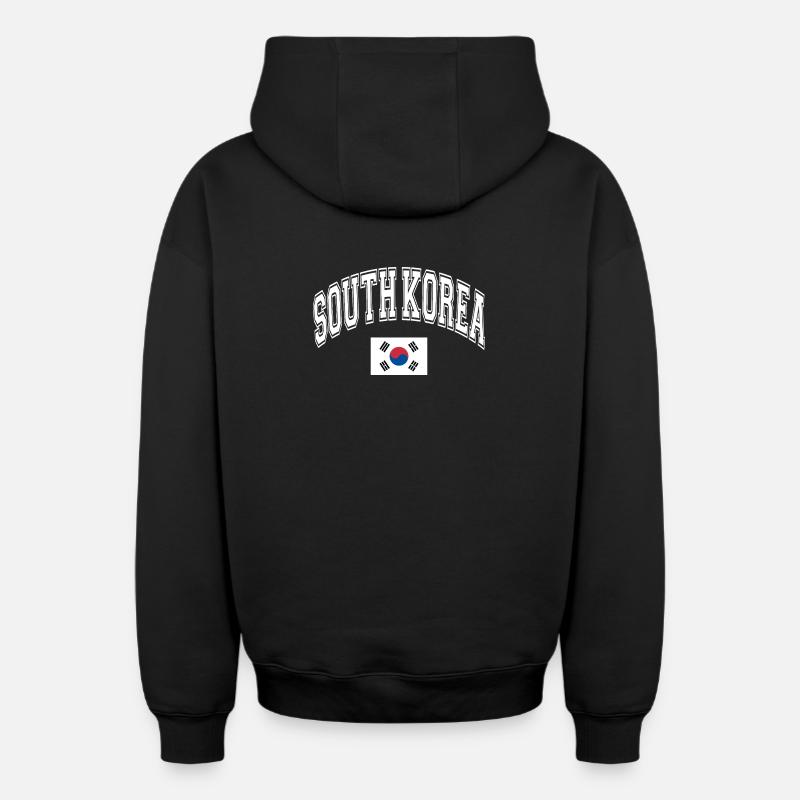 Corée du Sud - Sweat à capuche unisexe zippé oversize épais SPREAD - noir