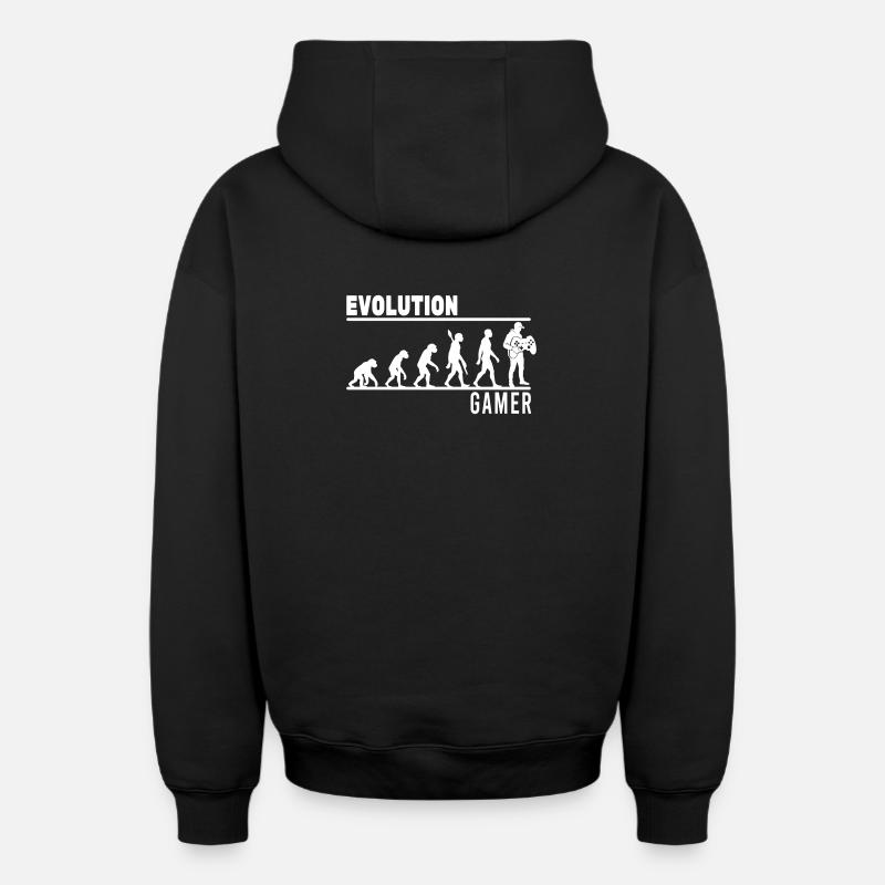 Evolution Gamer - Sweat à capuche unisexe zippé oversize épais SPREAD - noir