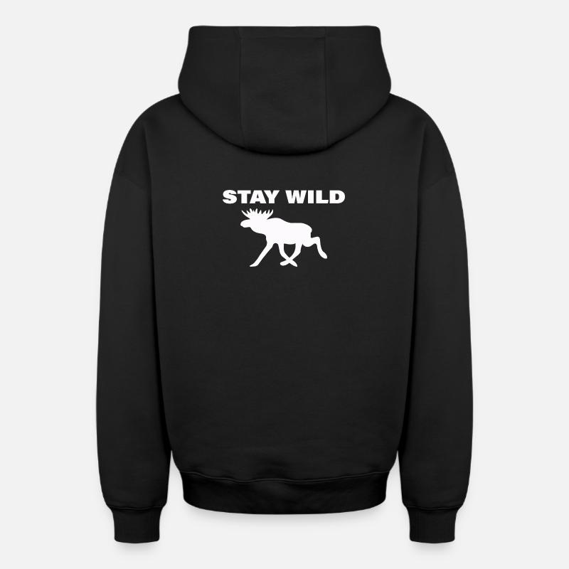 Restez sauvage - Sweat à capuche unisexe zippé oversize épais SPREAD - noir