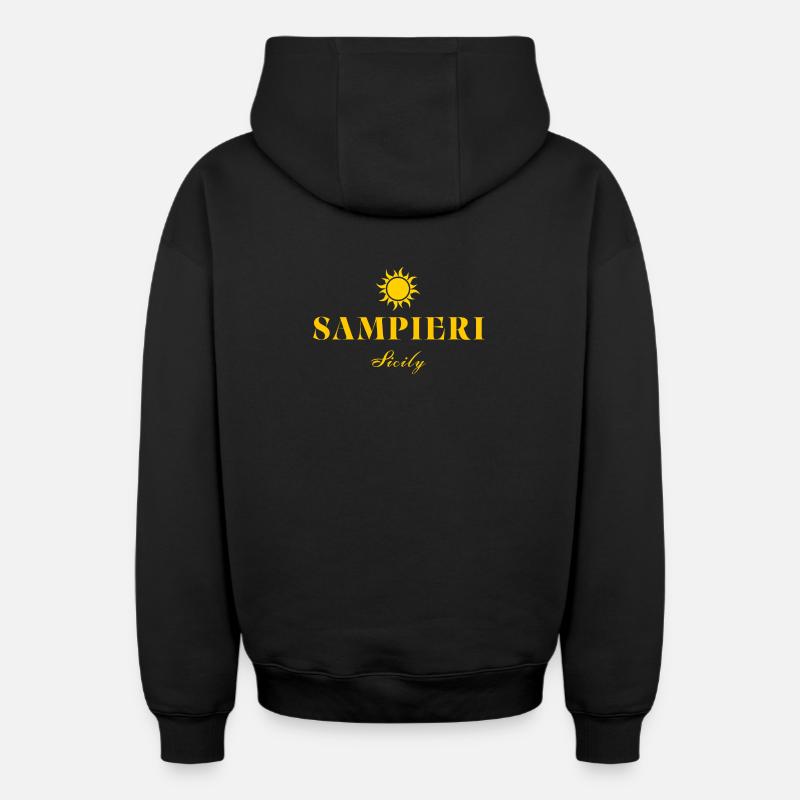 Sampieri, Sicile - Sweat à capuche unisexe zippé oversize épais SPREAD - noir