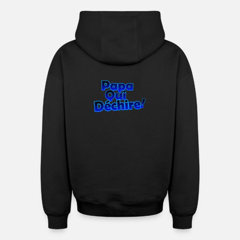 Papa qui dechire - Sweat à capuche unisexe zippé oversize épais SPREAD - noir