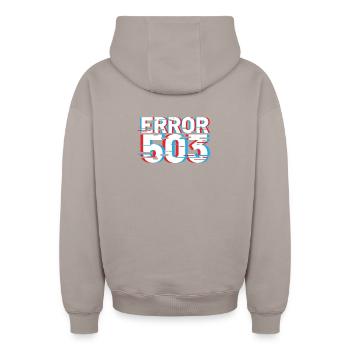 Error 503 Glitch - Oversized Heavyweight Unisex Zip Hoodie - taupe - Back - AI Model Male 178 light (178cm)