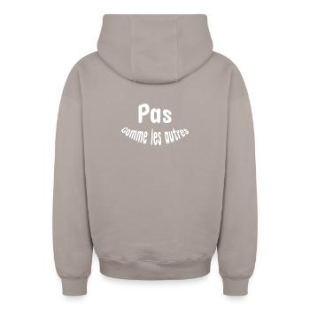 Pas comme les autres - Sweat à capuche unisexe zippé oversize épais SPREAD - taupe - Dos - AI Model Male 178 light (178cm)