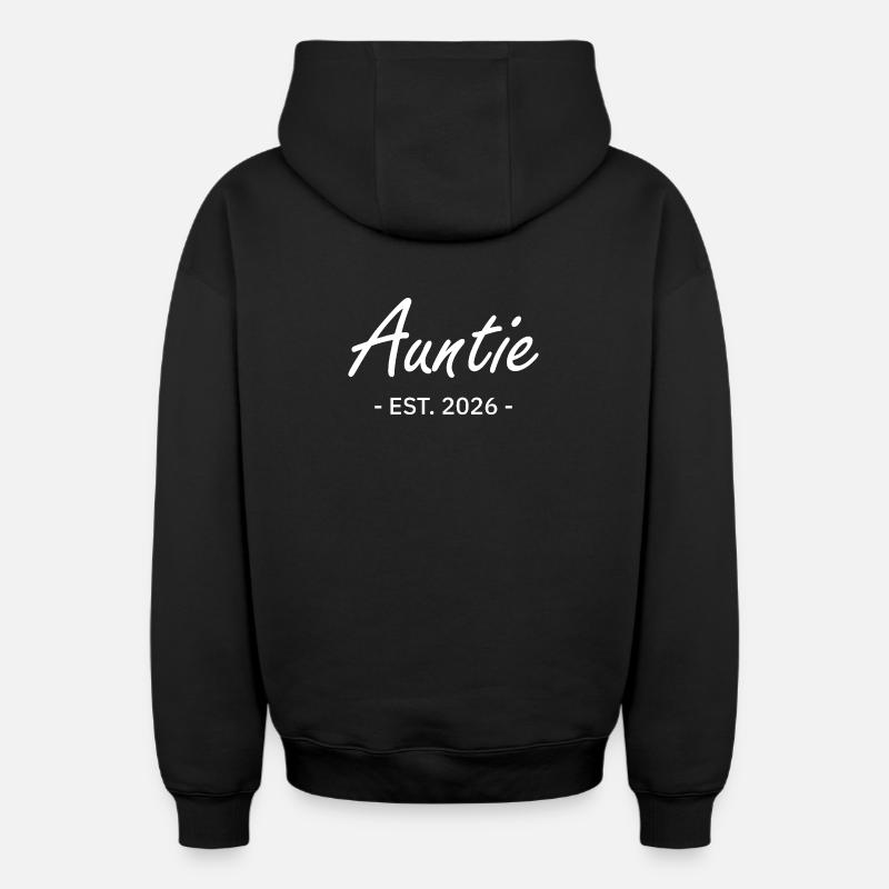 Auntie - Est. 2026 - Sweat à capuche unisexe zippé oversize épais SPREAD - noir