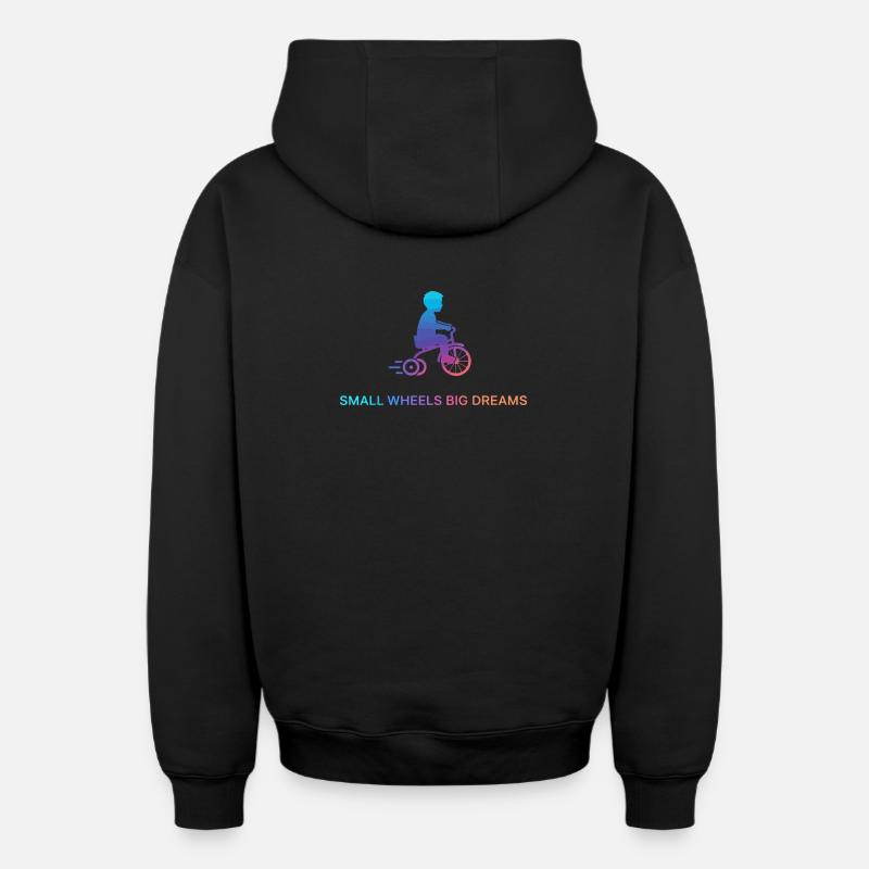Petites roues : grands rêves - Sweat à capuche unisexe zippé oversize épais SPREAD - noir