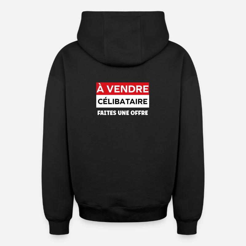 Humour célibataire - Sweat à capuche unisexe zippé oversize épais SPREAD - noir