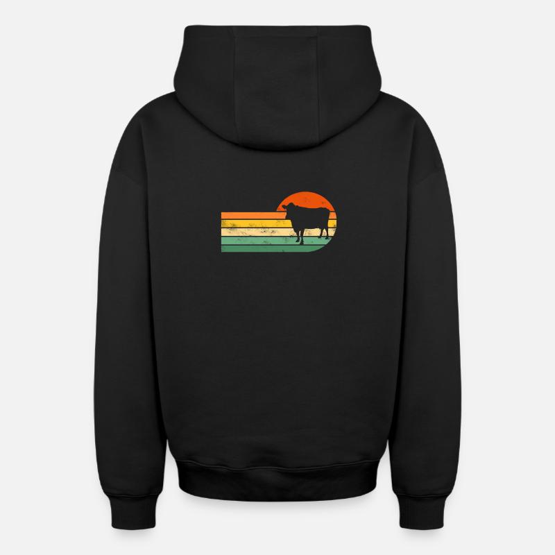 Vache Vaches - Sweat à capuche unisexe zippé oversize épais SPREAD - noir