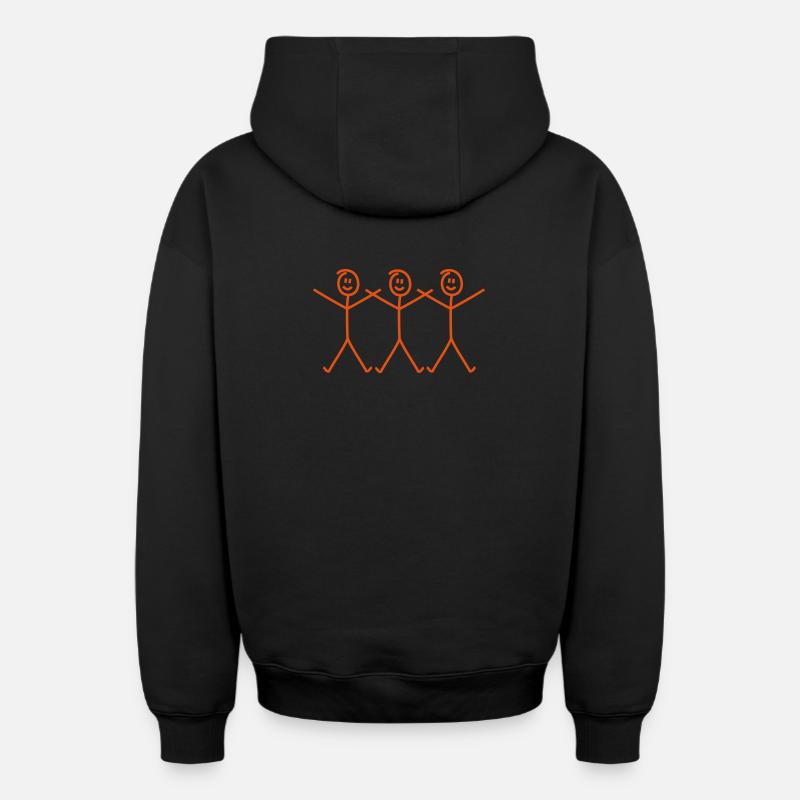 Stick man danse danse - Sweat à capuche unisexe zippé oversize épais SPREAD - noir