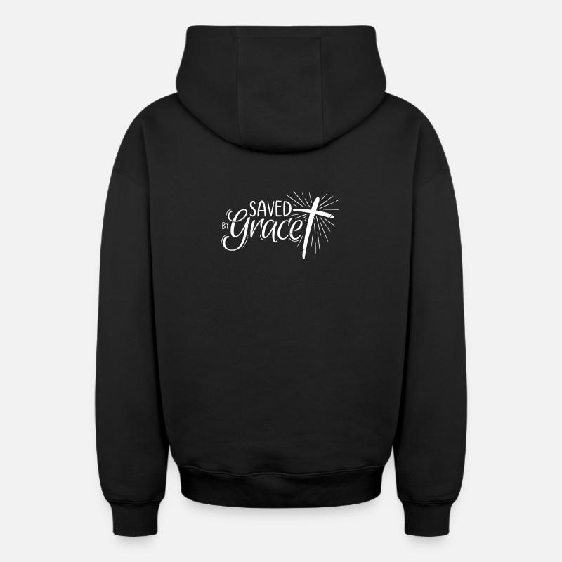 Sauvé par Grace Lettering - Sweat à capuche unisexe zippé oversize épais SPREAD - noir
