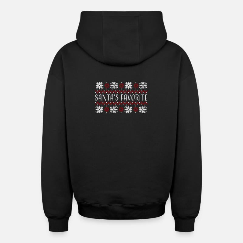 Santa's Favorite Weihnachtspullover Schneeflocken - Oversized Heavyweight Unisex Zip Hoodie - Schwarz