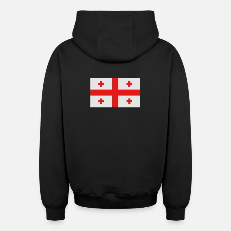 Drapeau géorgien - Sweat à capuche unisexe zippé oversize épais SPREAD - noir