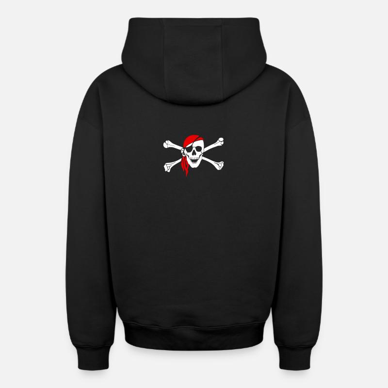 Pirat - Sweat à capuche unisexe zippé oversize épais SPREAD - noir