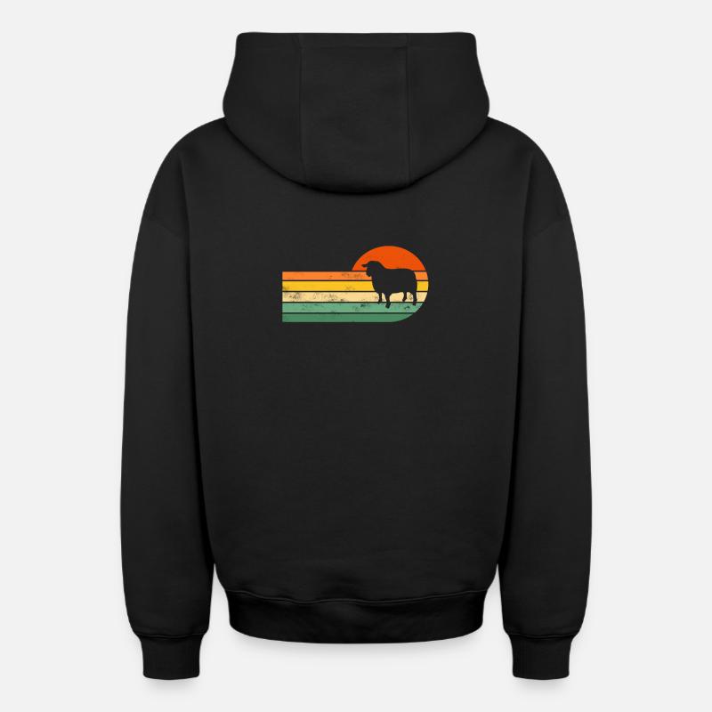 Moutons - Sweat à capuche unisexe zippé oversize épais SPREAD - noir