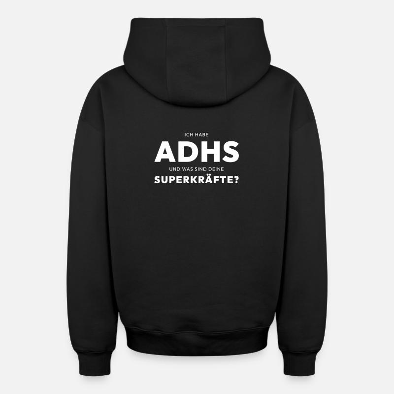 TDAH - Sweat à capuche unisexe zippé oversize épais SPREAD - noir