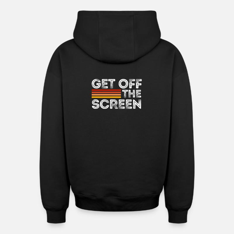 Get Off The Screen - Sweat à capuche unisexe zippé oversize épais SPREAD - noir