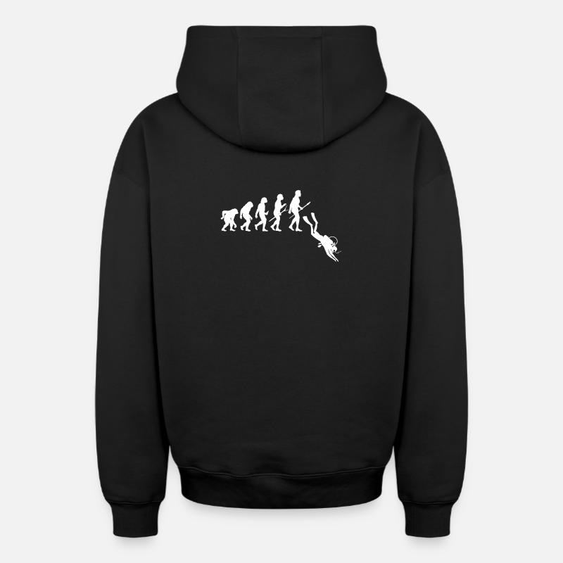 Taucher Evolution - Tauchen - Oversized Heavyweight Unisex Zip Hoodie - Schwarz