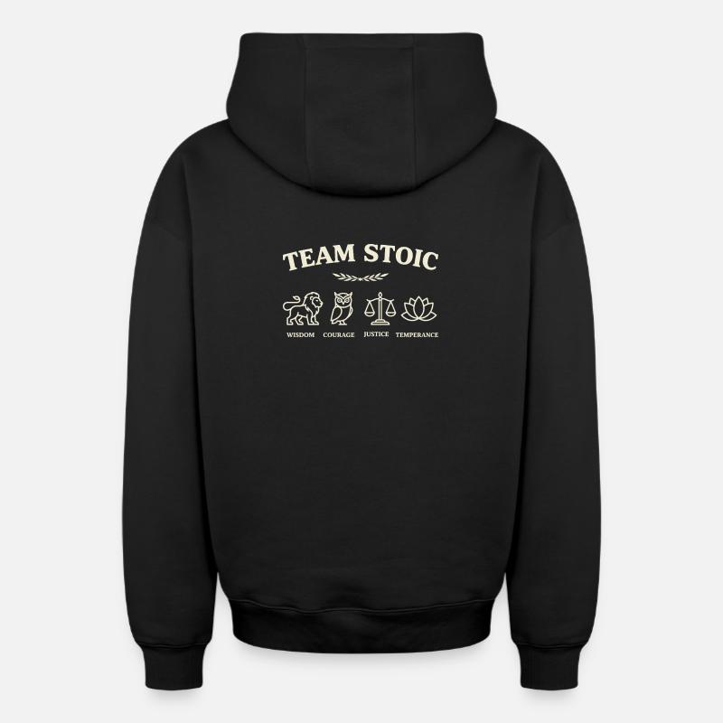 Équipe Stoïciens Vertus - Sweat à capuche unisexe zippé oversize épais SPREAD - noir