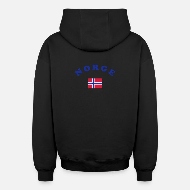 Drapeau norvégien - Sweat à capuche unisexe zippé oversize épais SPREAD - noir