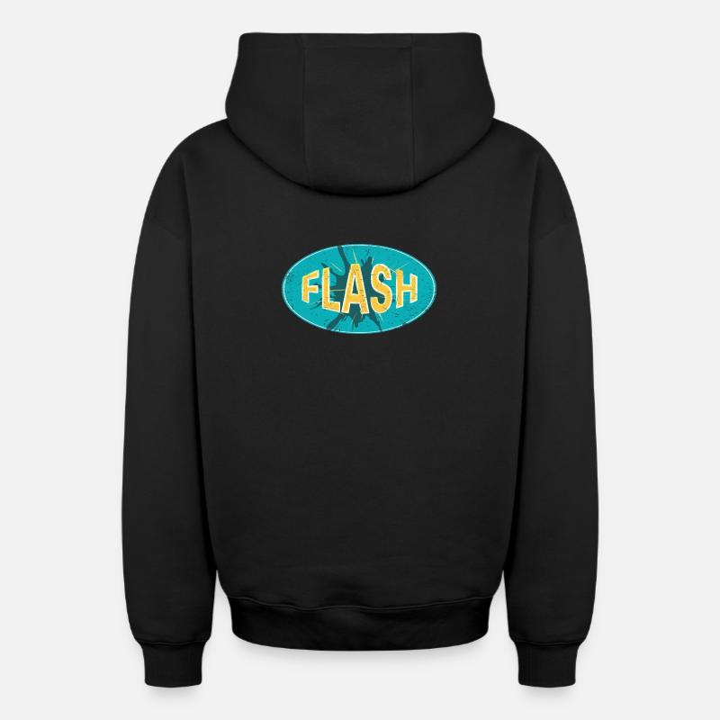 FLASH EMBLEM - Sweat à capuche unisexe zippé oversize épais SPREAD - noir