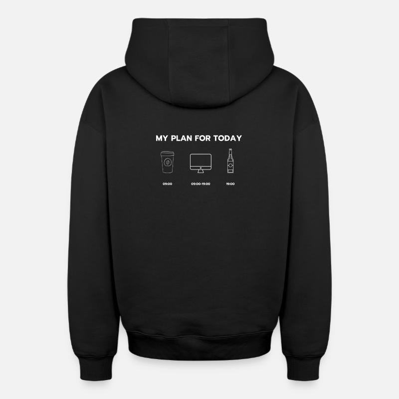 My plan for today - Sweat à capuche unisexe zippé oversize épais SPREAD - noir