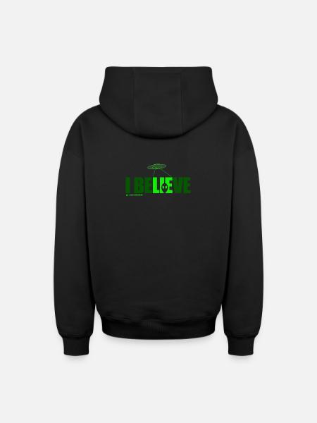 i believe - Oversized Heavyweight Unisex Zip Hoodie - black