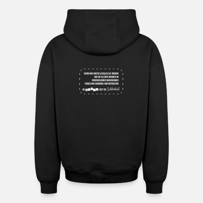 Chaos et Beauté Inspiration de poème - Sweat à capuche unisexe zippé oversize épais SPREAD - noir