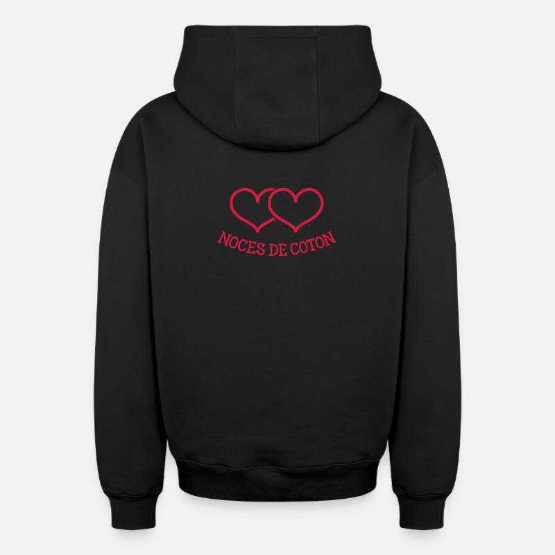 Noces de Coton - Sweat à capuche unisexe zippé oversize épais SPREAD - noir