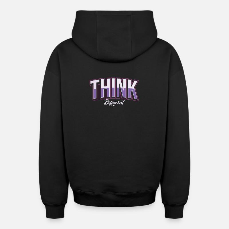 Penser différemment - Sweat à capuche unisexe zippé oversize épais SPREAD - noir
