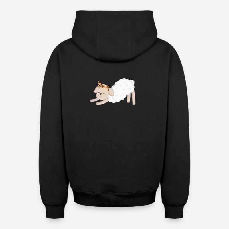 Moutons - Sweat à capuche unisexe zippé oversize épais SPREAD - noir