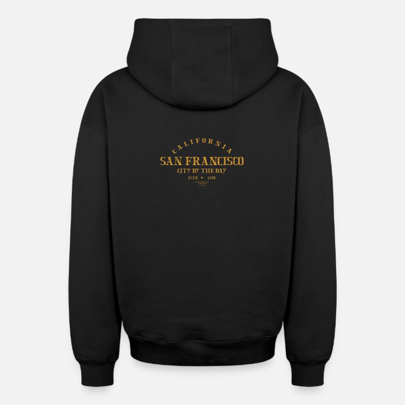 San Francisco - Sweat à capuche unisexe zippé oversize épais SPREAD - noir