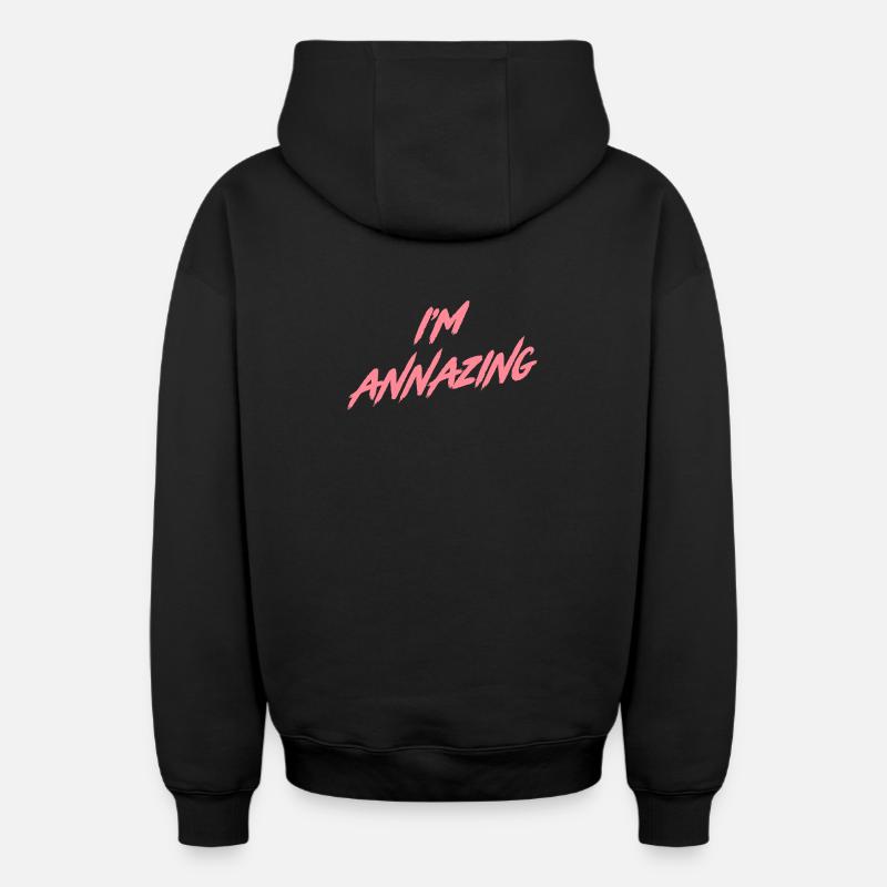 Annazing - Sweat à capuche unisexe zippé oversize épais SPREAD - noir