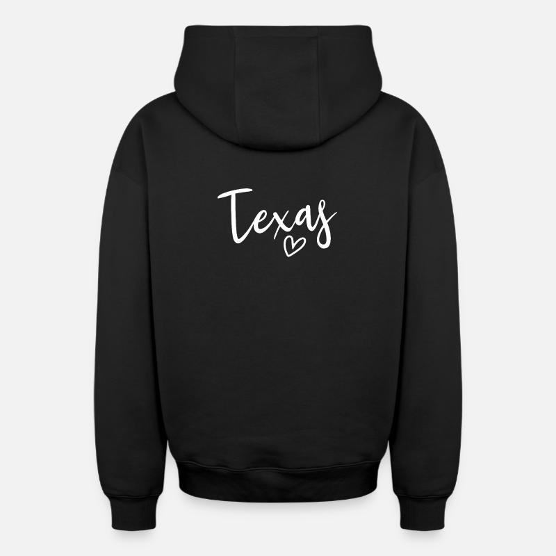 Texas Heart Women’s Love Texas - Sweat à capuche unisexe zippé oversize épais SPREAD - noir
