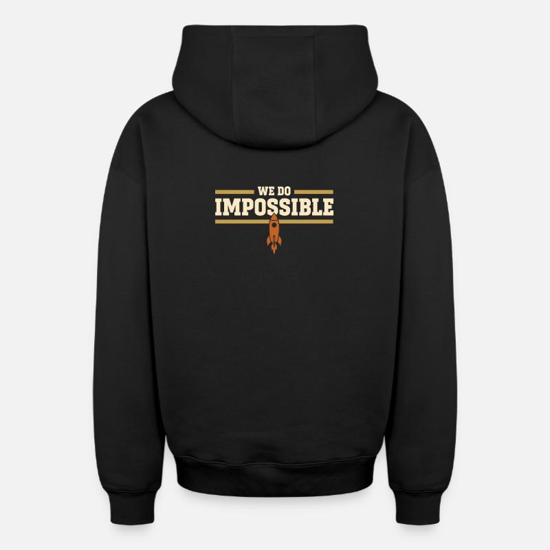 Science-fusée, Scientifique en fusées, Aérospatiale - Sweat à capuche unisexe zippé oversize épais SPREAD - noir