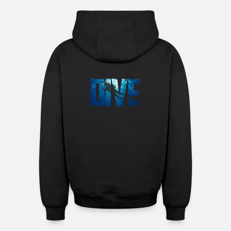 Plongée sous-marine - Sweat à capuche unisexe zippé oversize épais SPREAD - noir