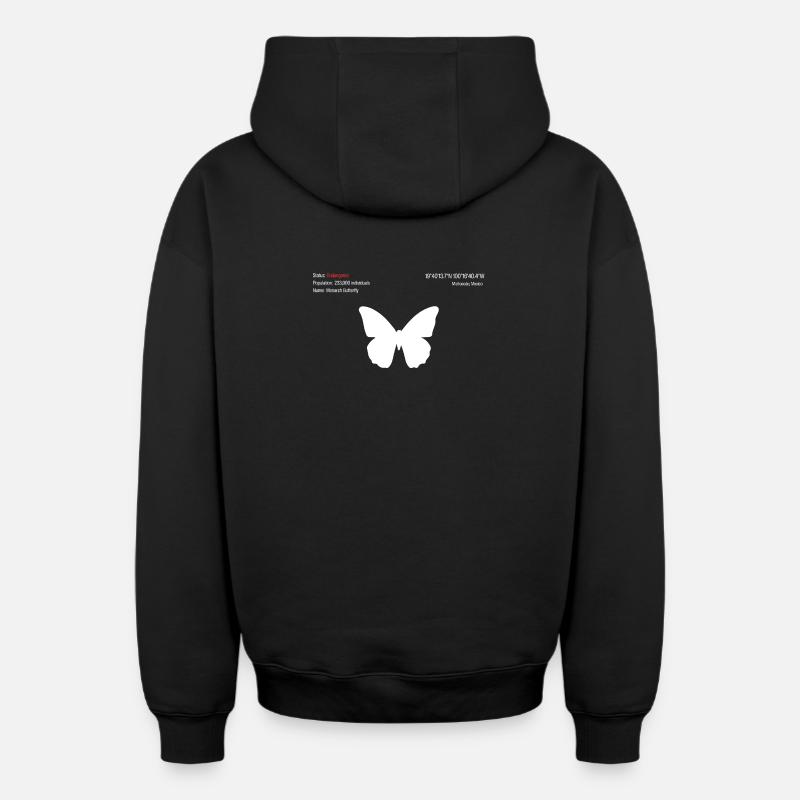 Papillon - Sweat à capuche unisexe zippé oversize épais SPREAD - noir