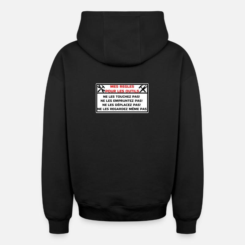 Outils - Sweat à capuche unisexe zippé oversize épais SPREAD - noir