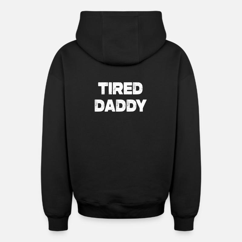 Papa fatigué - Sweat à capuche unisexe zippé oversize épais SPREAD - noir
